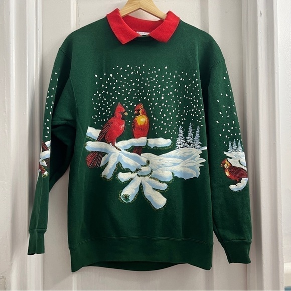 Vintage Pacific Splash Women’s Winter Cardinal Pullover Collared Sweater, S/M - Picture 1 of 5